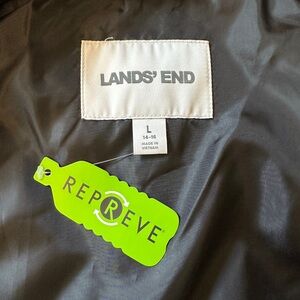 Womens Lands' End Black quilted zip vest NWT L 46" bust